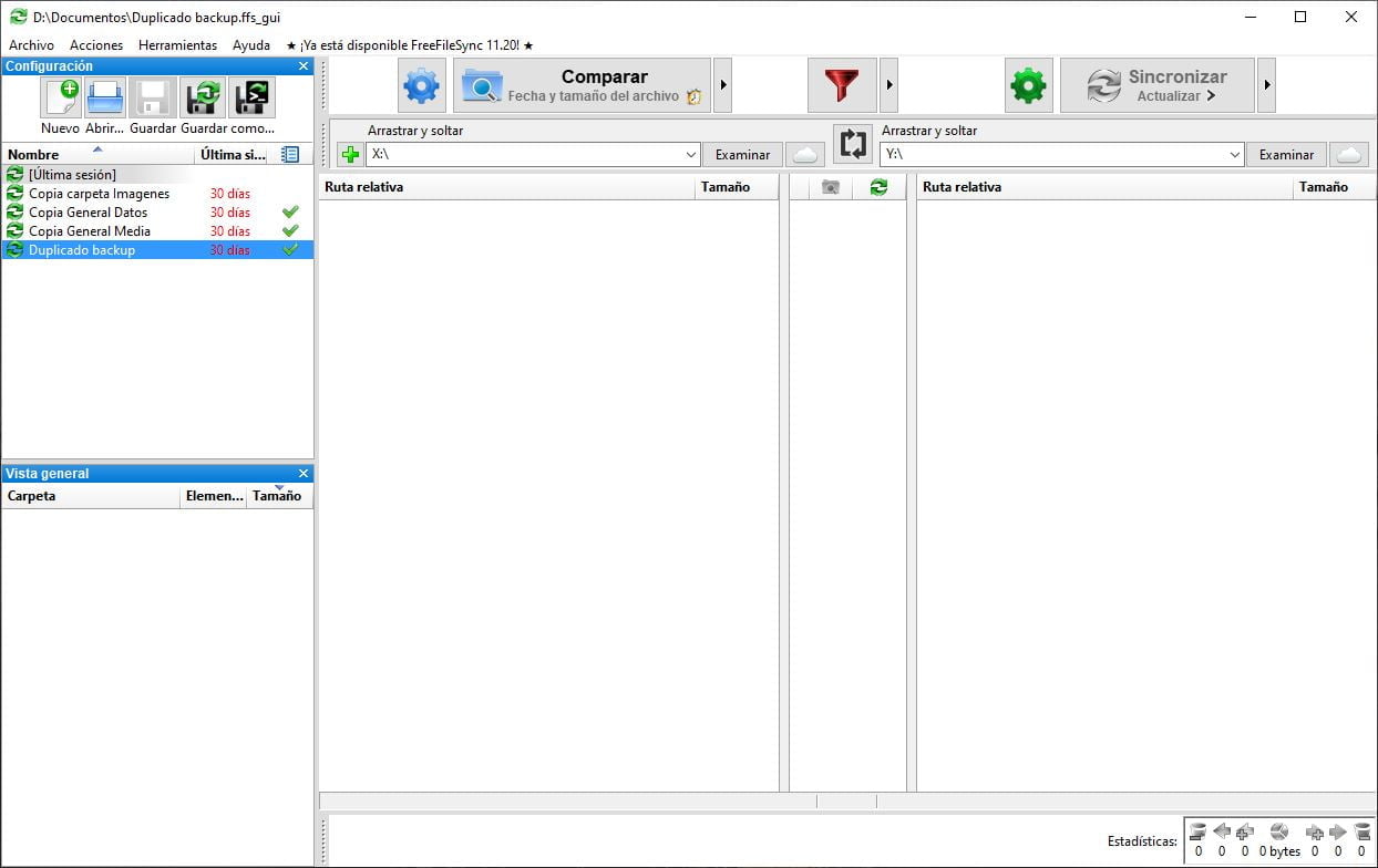 Ventana inicial de FreeFileSync